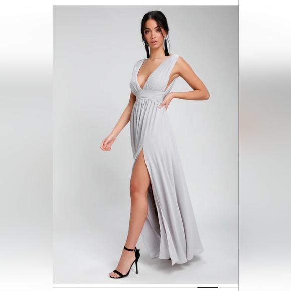 Lulus Heavenly Hues Light Grey Maxi Dress - Size XL - Picture 3 of 3